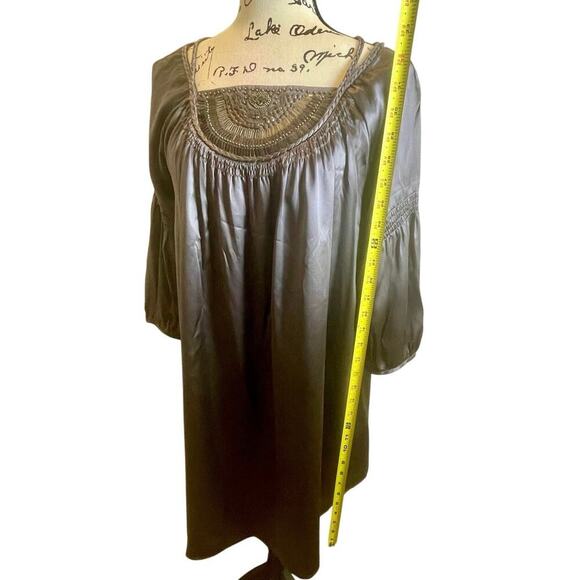 TRULY BY PART TWO TUNIC DRESS SILK GRAY SHINY SZ 6 EMBELLISHED CHIC WHIMSICAL - Picture 5 of 16